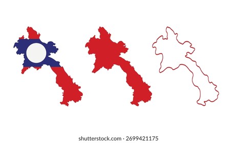 Set von Laos Karte einzeln auf weißem Hintergrund, Illustrationsdesign