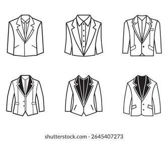 set of lapel designs sketch icon line art silhouette vector illustration
