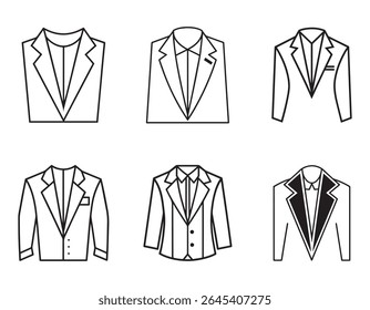 set of lapel designs sketch icon line art silhouette vector illustration
