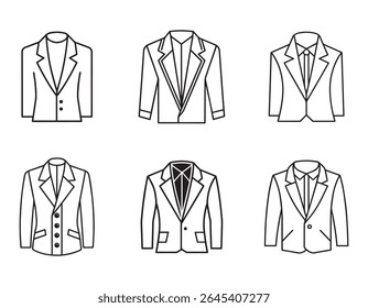 set of lapel designs sketch icon line art silhouette vector illustration
