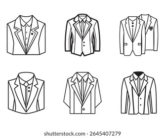 set of lapel designs sketch icon line art silhouette vector illustration

