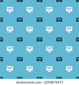 Set Laptop call taxi service and Computer on seamless pattern. Vector