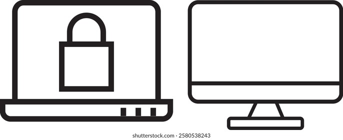 Set of laptop with computer mouse. Monitor, Responsive Devices Mockup
