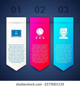 Set Laptop, Computer network and Virtual reality glasses. Business infographic template. Vector
