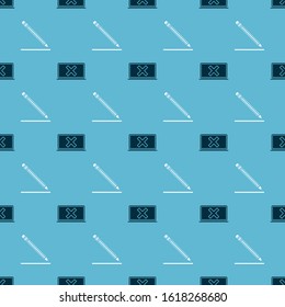 Set Laptop and cross mark on screen and Pencil with eraser and line on seamless pattern. Vector