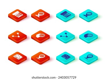 Set Laptop with envelope, Location and mail and e-mail, Share, Mail,  and Telephone icon. Vector