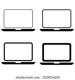 Juego de ícono de web plana portátil, símbolo de tecnología de ordenador portátil , ilustración vectorial en blanco .