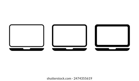 Conjunto de iconos de Web plano de ordenador portátil, símbolo de tecnología de ordenador portátil , Ilustración vectorial de pantalla en blanco .