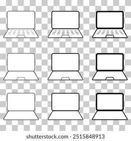 Conjunto de icono de Web plano portátil, símbolo de tecnología de computadora portátil, Ilustración vectorial de pantalla en blanco .