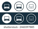 Set of Laptop icons isolated flat and outline style vector illustration