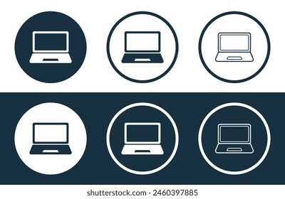 Conjunto de iconos de ordenador portátil aislado plano y contorno estilo Ilustración vectorial