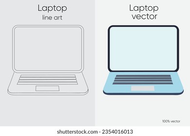 set of laptop icons A set of outlines for a laptop in vector form, isolated on a grey and white background