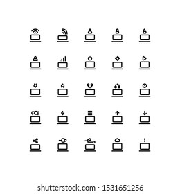 Set of laptop, notebook, portable outline style icon - vector