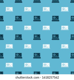 Set Laptop with smart home with wi-fi and Laptop with smart home with wi-fi on seamless pattern. Vector