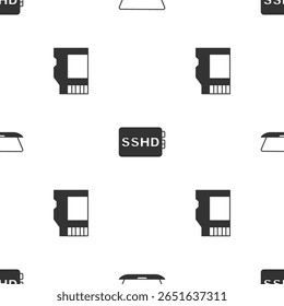 Set Laptop, SSHD card and SD on seamless pattern. Vector