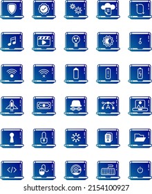 set of laptop and tools icons on a transparent background