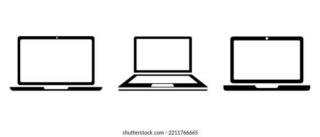 Set von Laptop-Vektorsymbol auf weißem Hintergrund. Schwarze Silhouette mit leerem Laptop. Vektor 10 EPS.