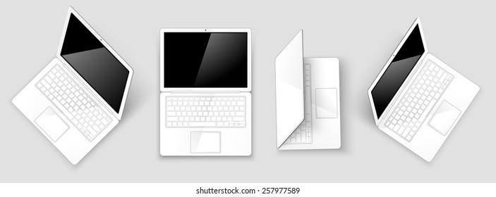 Establezca los portátiles aislados en el fondo blanco. Ilustración del vector