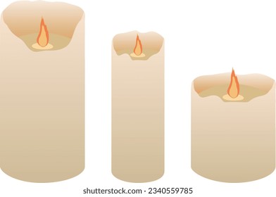 Set of large, medium, and small candle illustrations