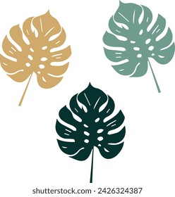 set of large plant leaves