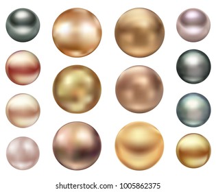 A set of large sea pearls of different colors