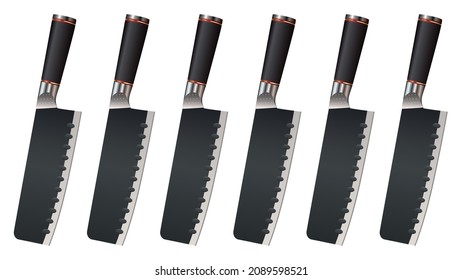set of Large sharp cleaver knife isolated on white background, cleaver knives, chef knife