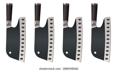 set of Large sharp cleaver knife isolated on white background, cleaver knives, chef knife