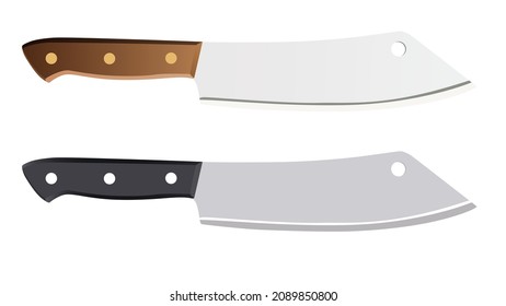 set of Large sharp cleaver knife isolated on black background, Vector illustration, chef knives, Cutlery icon set