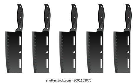 set of Large sharp cleaver knife isolated on white background, cleaver knives, chef knife