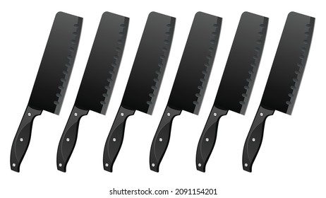 set of Large sharp cleaver knife isolated on white background, cleaver knives, chef knife