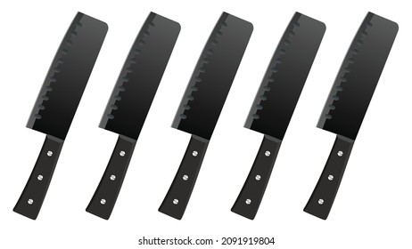set of Large sharp cleaver knife isolated on white background, cleaver knives, chef knife