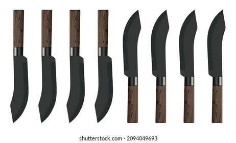 set of Large sharp cleaver knife isolated on white background, cleaver knives, chef knife