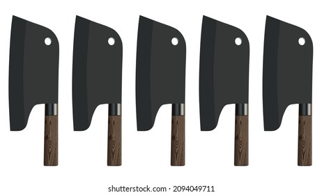 set of Large sharp cleaver knife isolated on white background, cleaver knives, chef knife