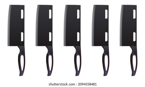 set of Large sharp cleaver knife isolated on white background, cleaver knives, chef knife