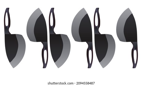 set of Large sharp cleaver knife isolated on white background, cleaver knives, chef knife