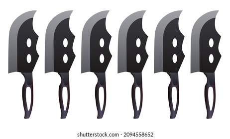set of Large sharp cleaver knife isolated on white background, cleaver knives, chef knife