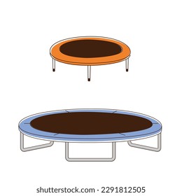 Set of large and small home trampolines.