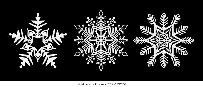A set of large snowflakes. Vector illustration.