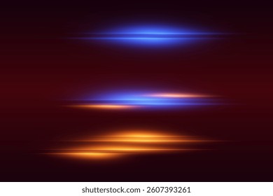 Set of laser beams and lines. Speed ​​of laser horizontal effects.