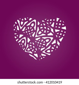 Set of laser cut heart labels. Swirly heart shapes for Valentine's Day. 