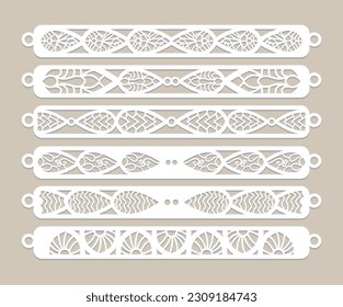 Set von Laser Cut Leder Armband-Design, Tattoo-Stil der 90er Jahre schwarz-weiß Tattoos Bracelet Design