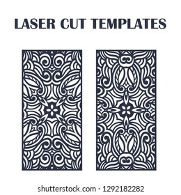 Set of laser cut templates. Decorative lasercutting panels. Template for interior partition in modern style.  Suitable for printing invitations, laser cutting, engraving, stencil, wood, metal