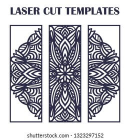 Set of laser cut templates. Decorative lasercutting panels. Template for interior partition in modern style.  Suitable for printing invitations, laser cutting, engraving, stencil, wood, metal