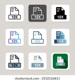 Set Latex file format icons, with different colors for quick identification, document, and file type.