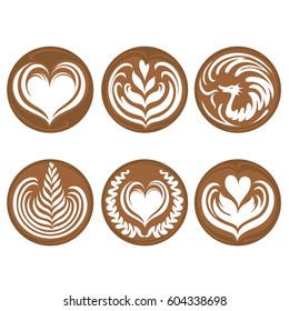 Set Of Latte Art Coffee Vector