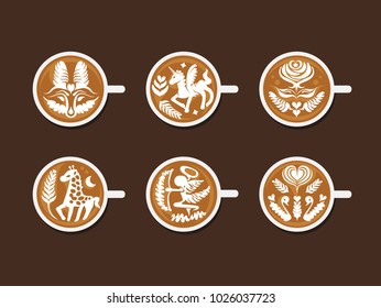 Set of Latte Art White Cup