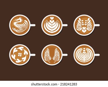 Set of Latte Art White Cup