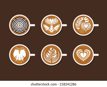 Set Of Latte Art White Cup