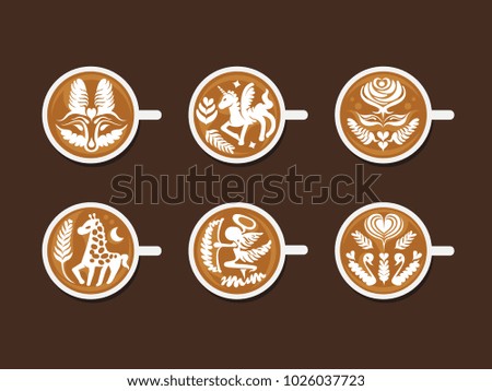 Set of Latte Art White Cup