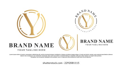 Set latter y  logo desgin with creative concept Premium Vector